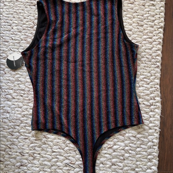 NWT Forever21+ Day&Night Rainbow Plunge Shimmer Bodysuit - Picture 4 of 5